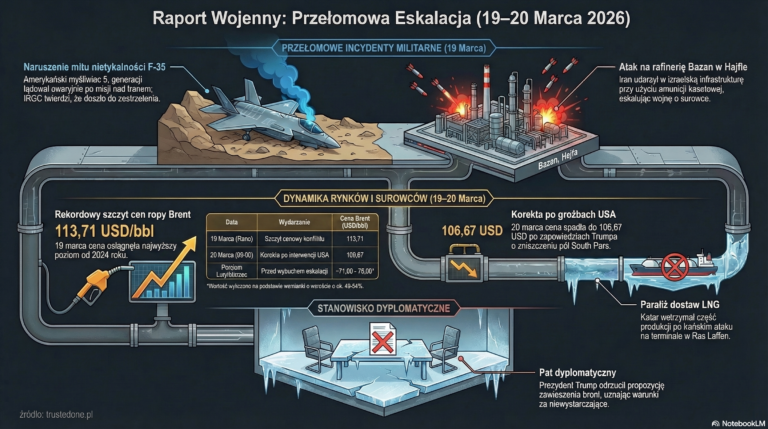 Raport Wojenny: Iran–Izrael–USA | 20 marca 2026&nbsp;r. | Dzień 21 operacji